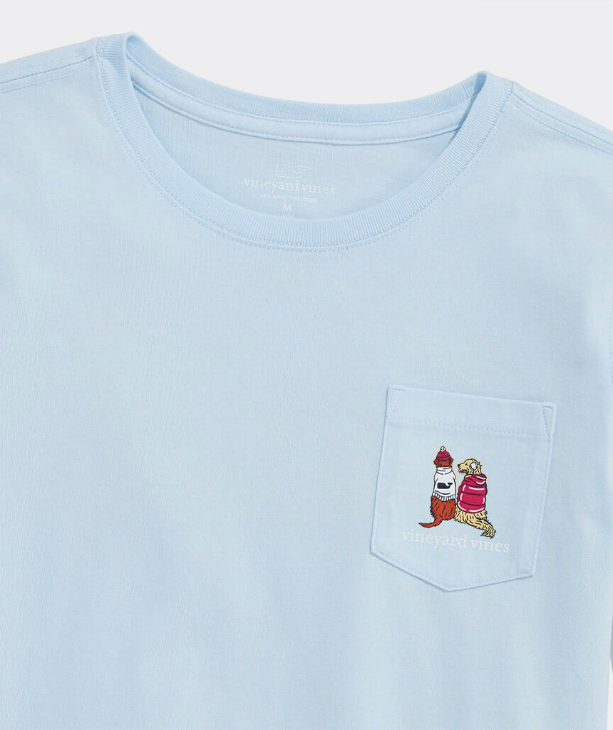 Vineyard Vines Girls' Glitter Ski Pups Long-Sleeve Pocket Tee