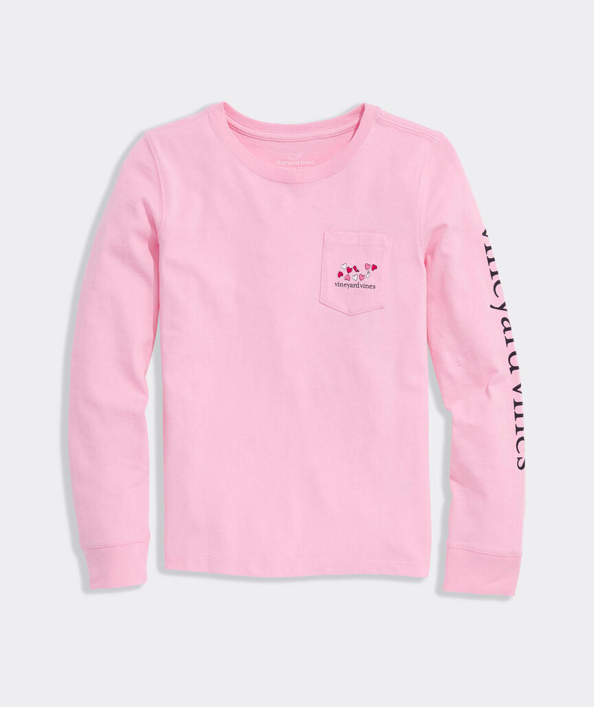 Vineyard Vines Girls' Hearts And Whales Long-Sleeve Pocket Tee
