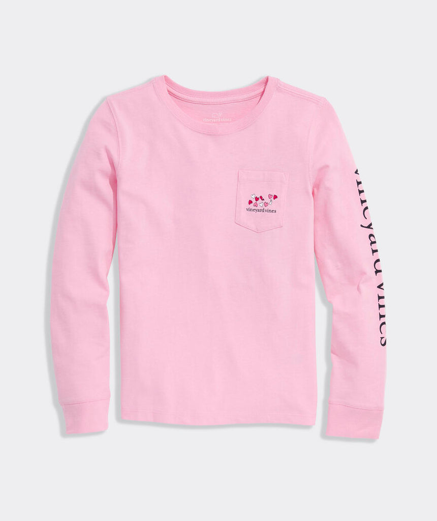 Vineyard Vines Girls' Hearts And Whales Long-Sleeve Pocket Tee