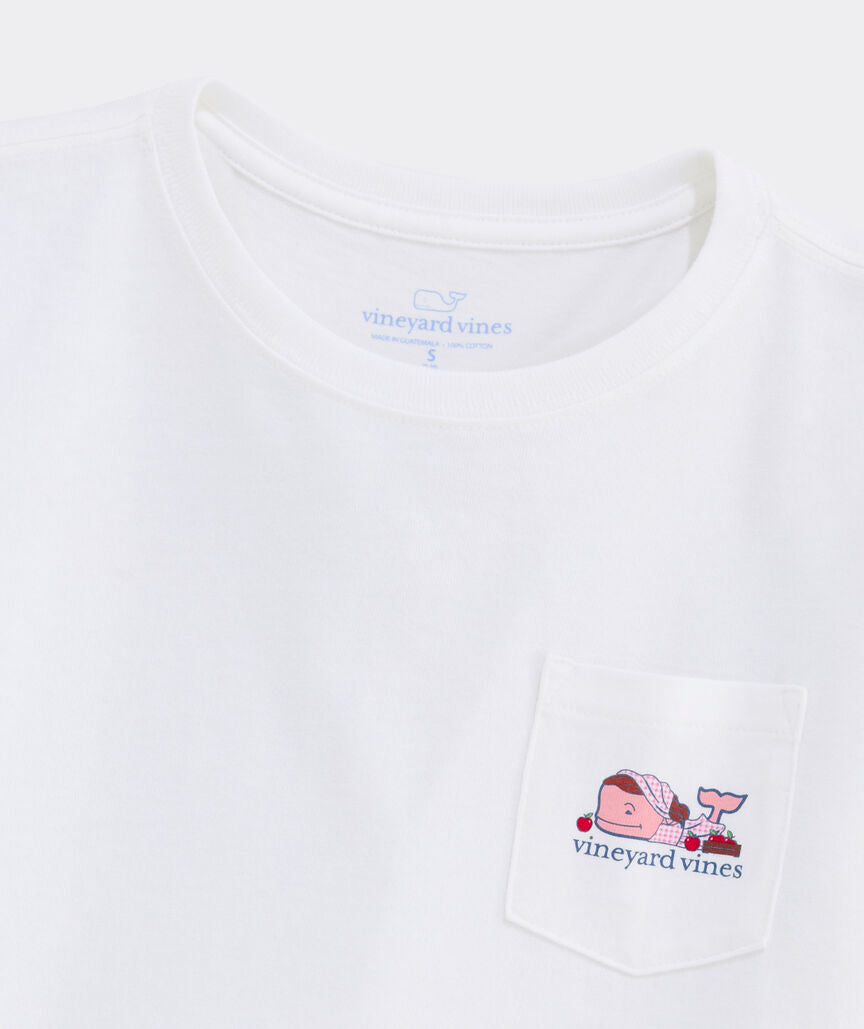 Vineyard Vines Girls' Apple Picking Whale Long-Sleeve Pocket Tee