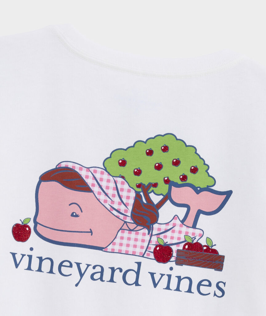 Vineyard Vines Girls' Apple Picking Whale Long-Sleeve Pocket Tee