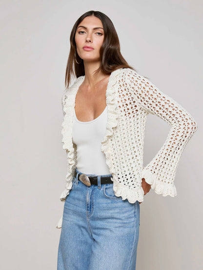 L'Agence Solaris Crocheted Cardigan