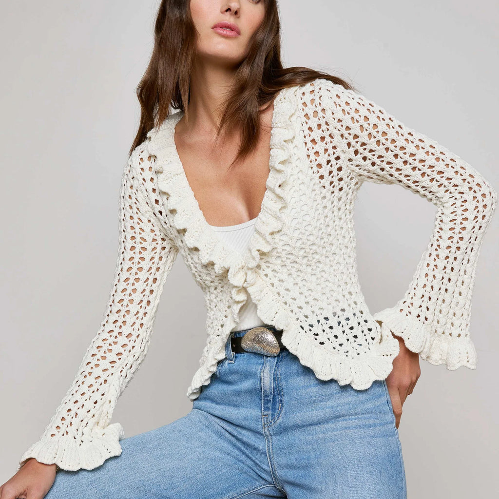 L'Agence Solaris Crocheted Cardigan