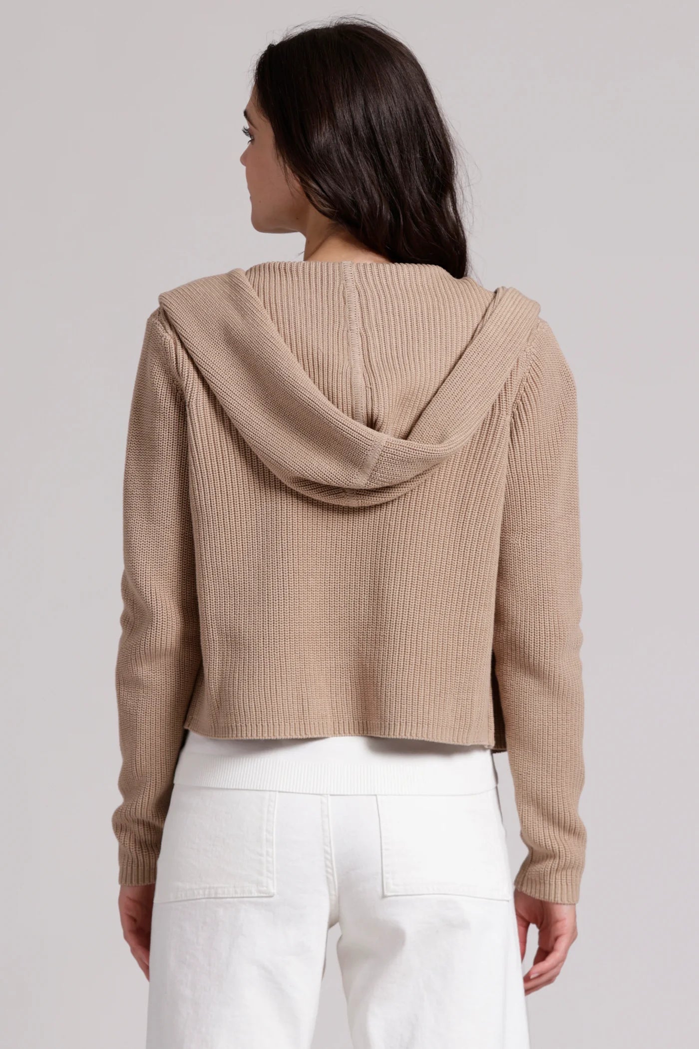 Minnie Rose Cotton Shaker Hooded Flyaway Cardigan
