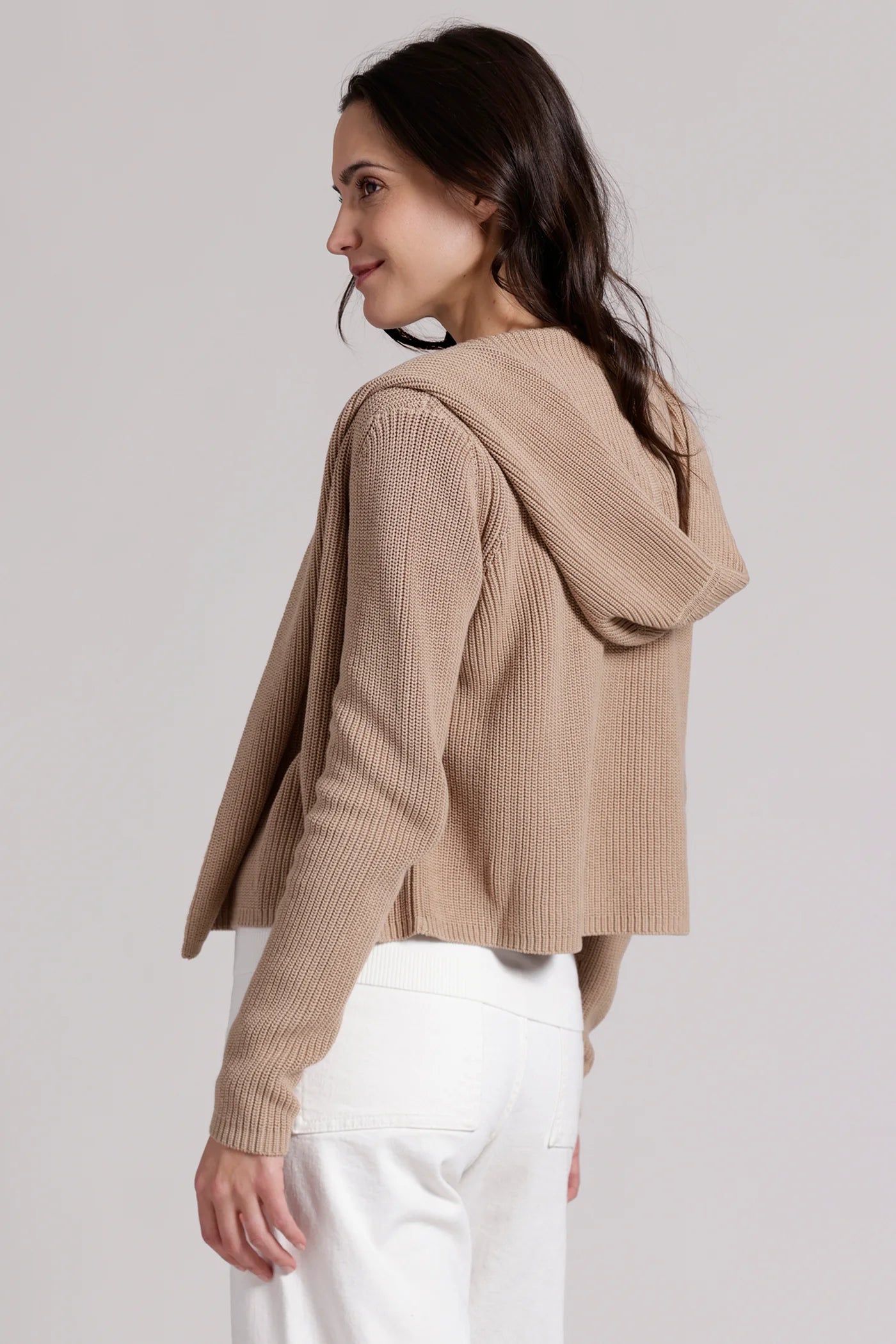 Minnie Rose Cotton Shaker Hooded Flyaway Cardigan