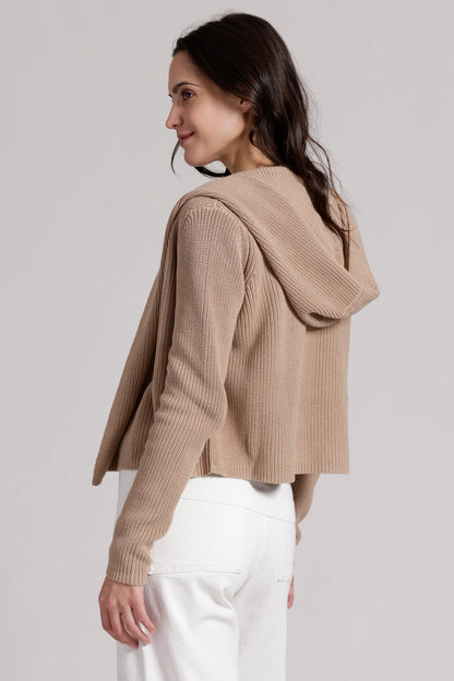 Minnie Rose Cotton Shaker Hooded Flyaway Cardigan