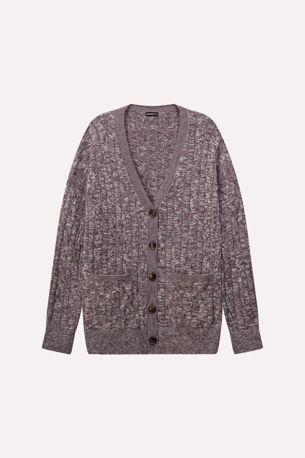 Minnie Rose Cotton Oversized Marled Cable Cardigan