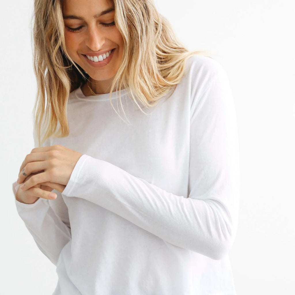 Perfect White Tee Axel Boxy Long Sleeve Crew Tee