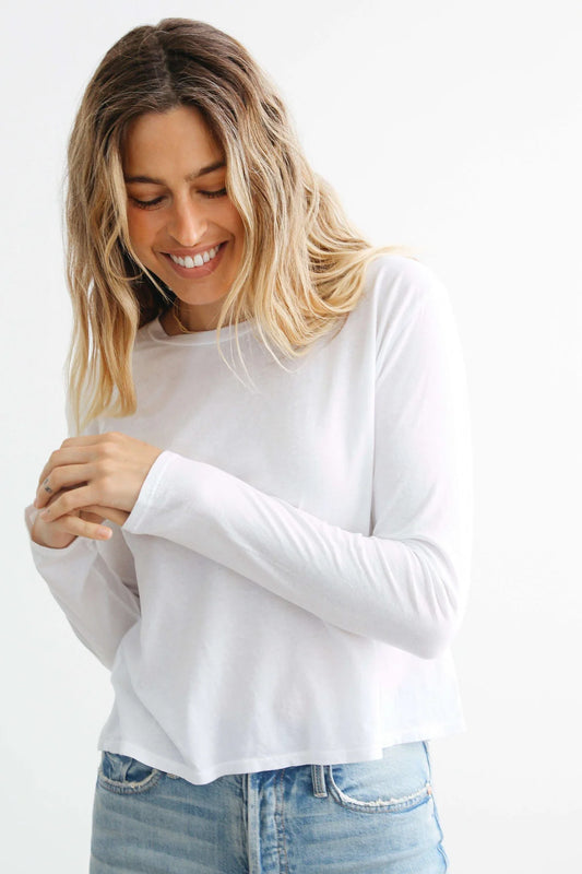 Perfect White Tee Axel Boxy Long Sleeve Crew Tee