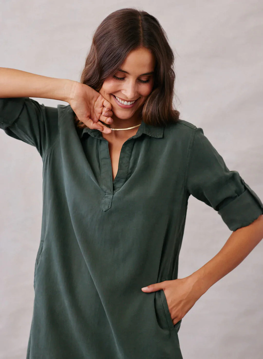 Bella Dahl Long Sleeve A-Line Shirt Dress