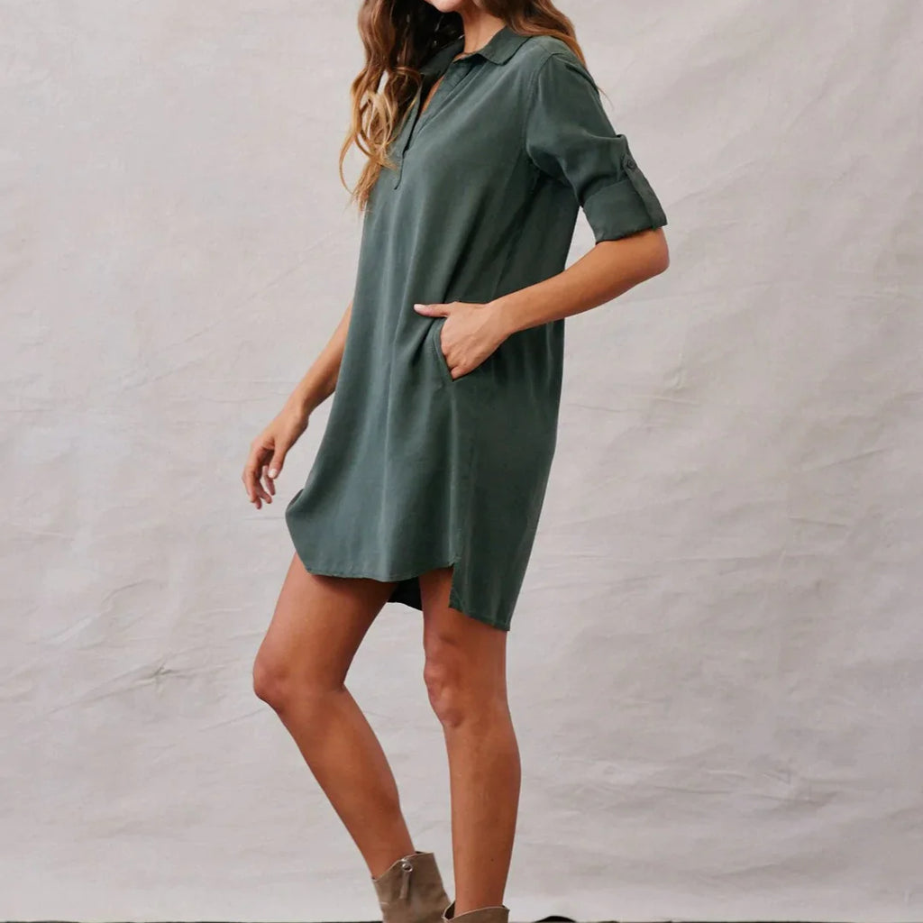 Bella Dahl Long Sleeve A-Line Shirt Dress