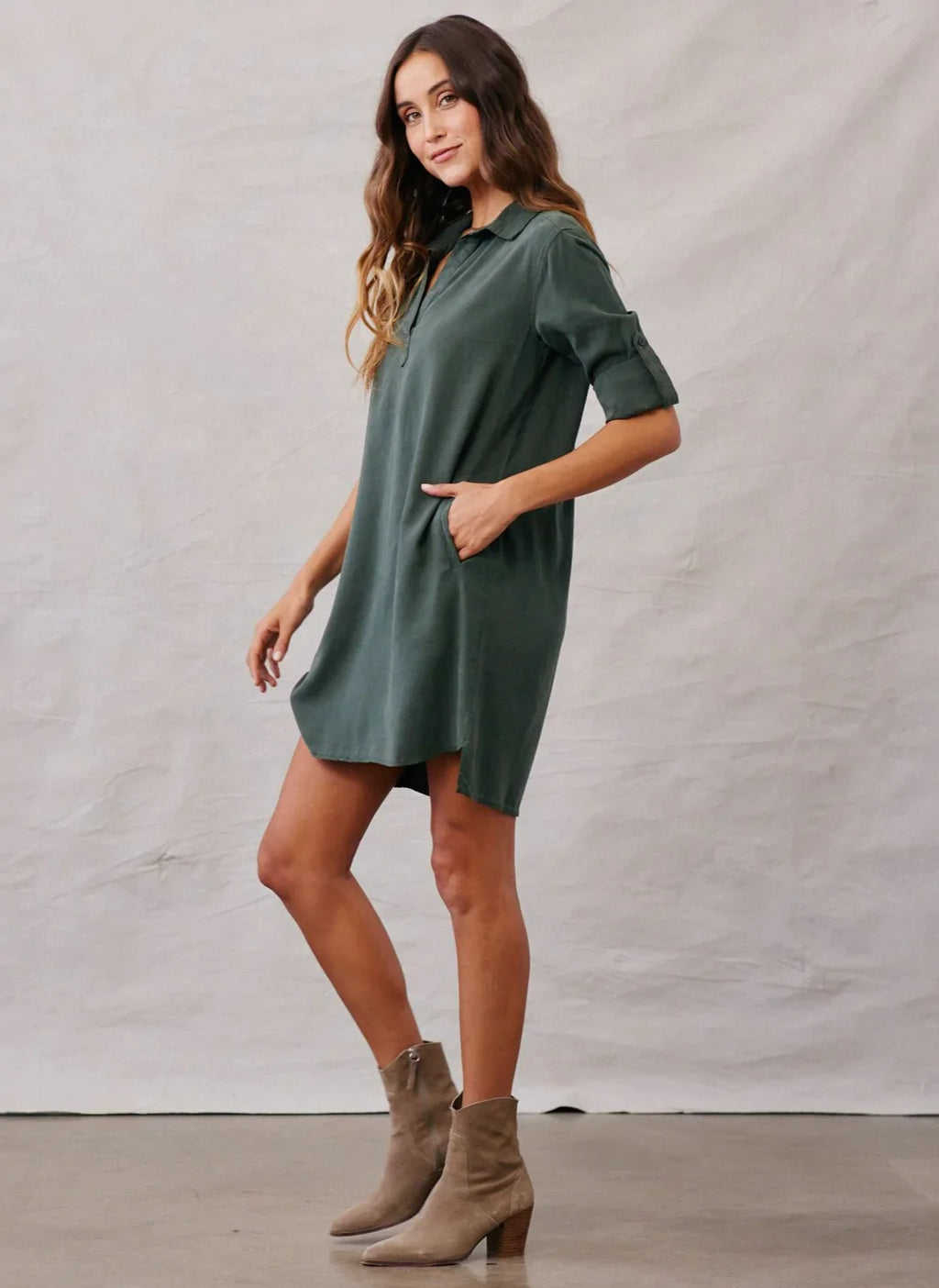 Bella Dahl Long Sleeve A-Line Shirt Dress