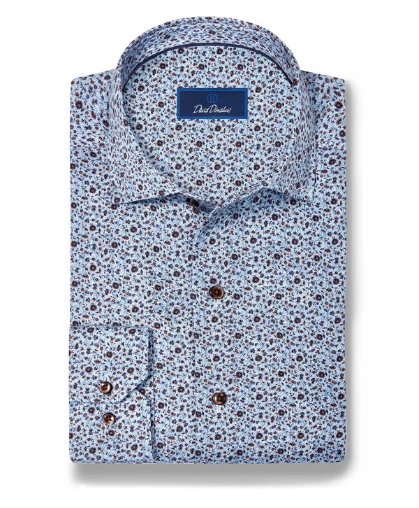 David Donahue Floral Print Sport Shirt