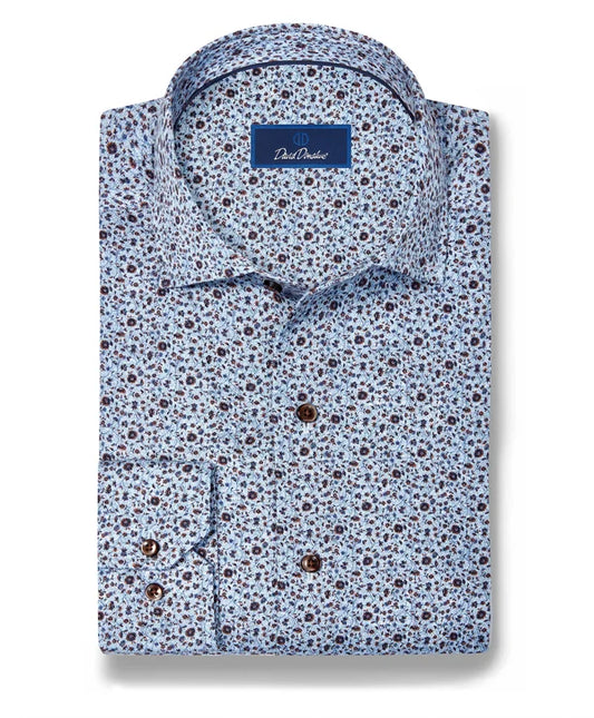 David Donahue Floral Print Sport Shirt