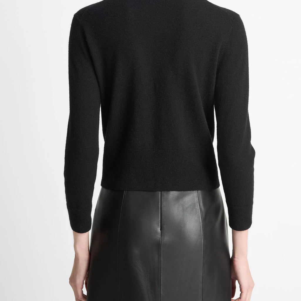 Vince Cashmere-Silk Three-Quarter-Sleeve Mock-Neck Sweater