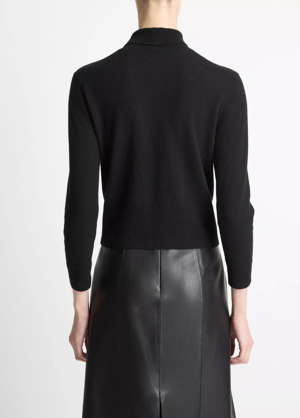 Vince Cashmere-Silk Three-Quarter-Sleeve Mock-Neck Sweater