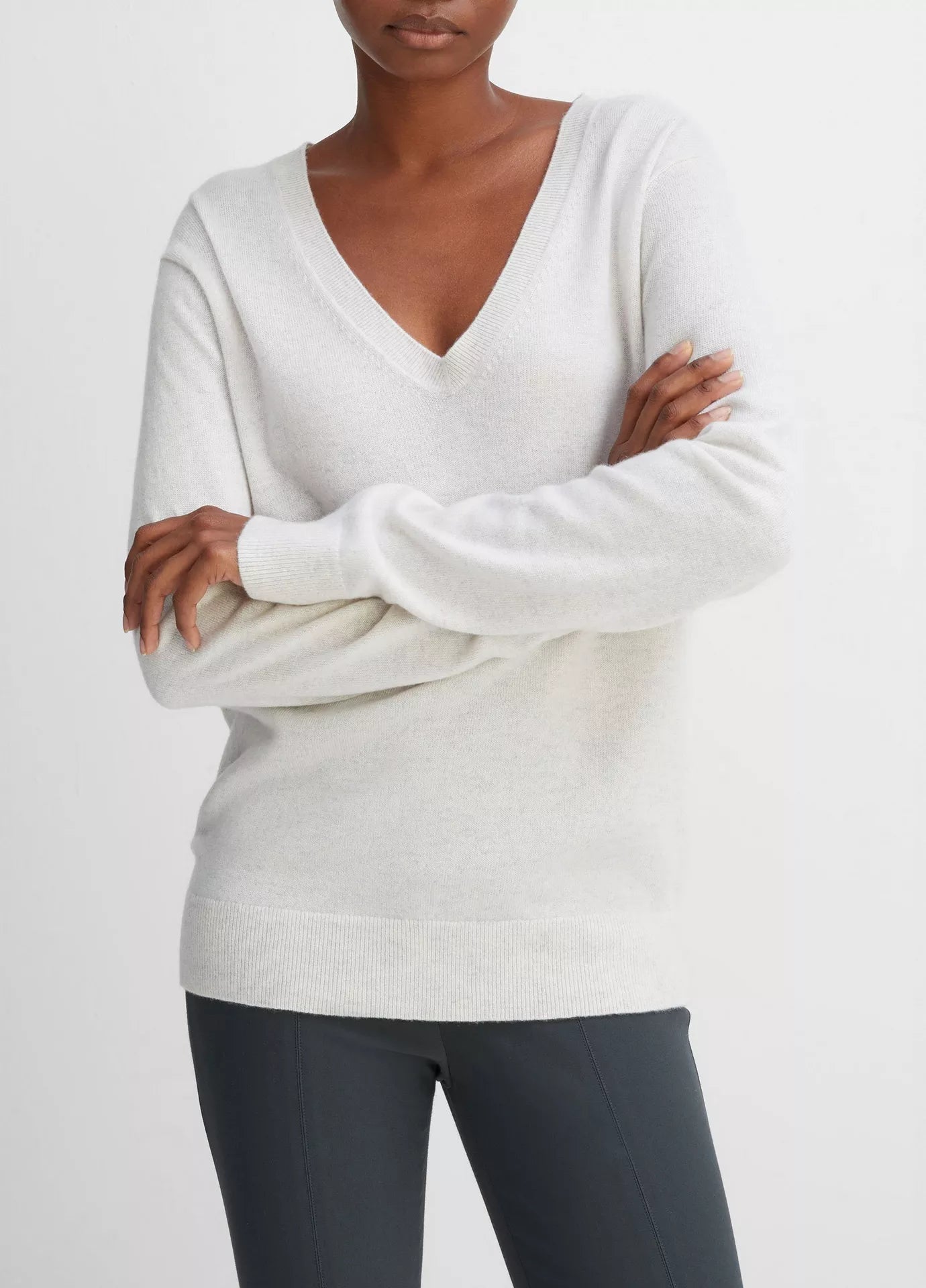 White V-Neckline Knit Top - All Tops | Red Dress