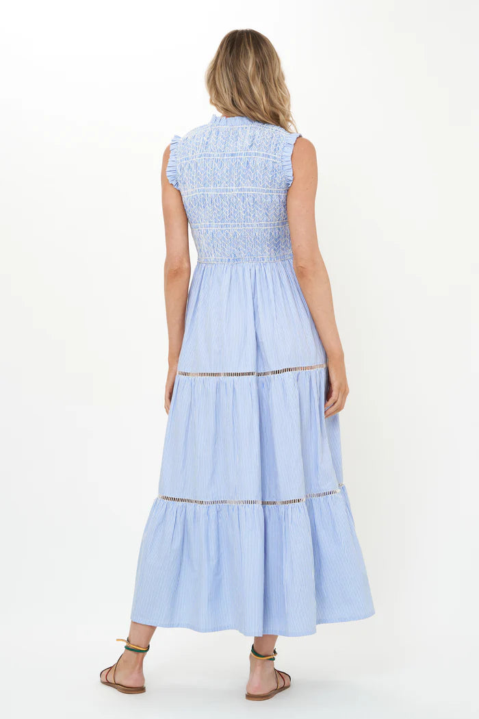 Oliphant Sleeveless Smocked Maxi Dress