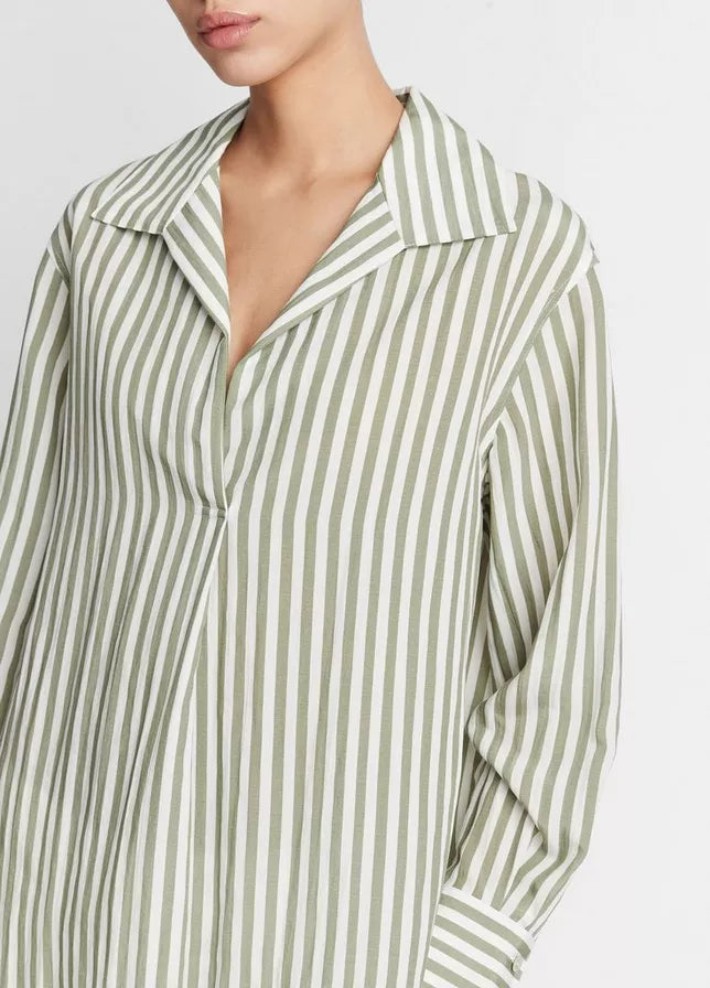 Vince Coastal Stripe Shaped-Collar Shirt