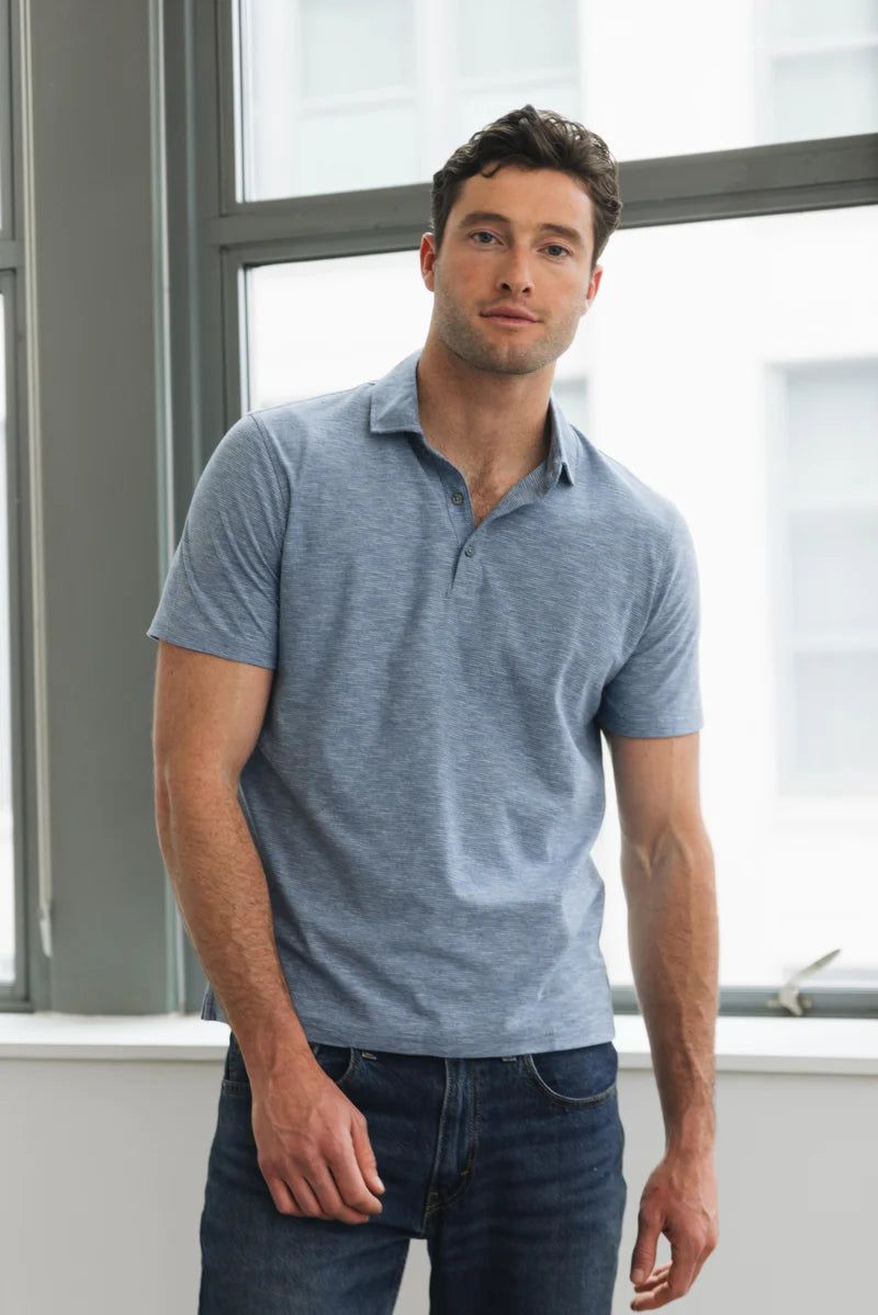 Orchard & Broome Bayard Slub Stripe Cotton Polo