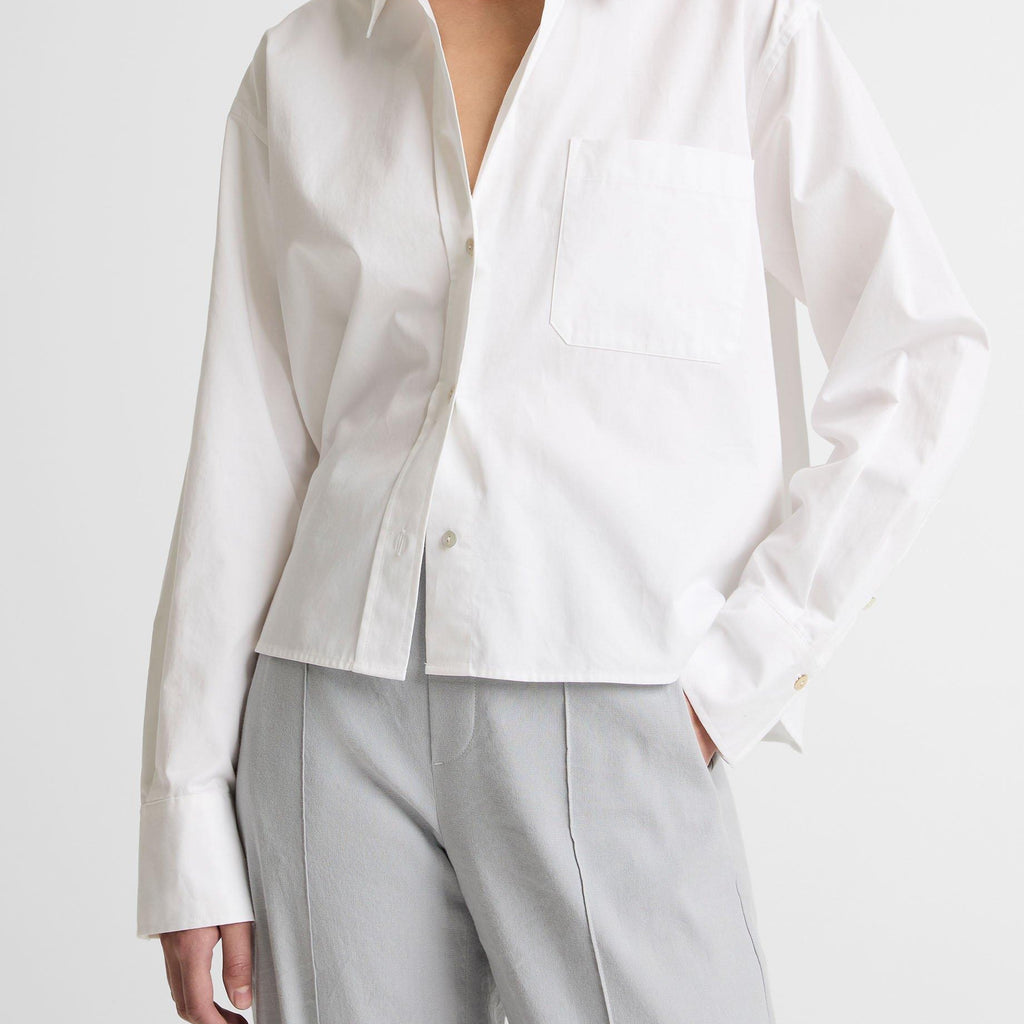 Vince Cotton Cropped Button-Front Shirt