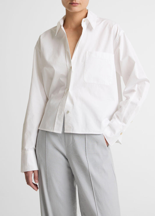 Vince Cotton Cropped Button-Front Shirt