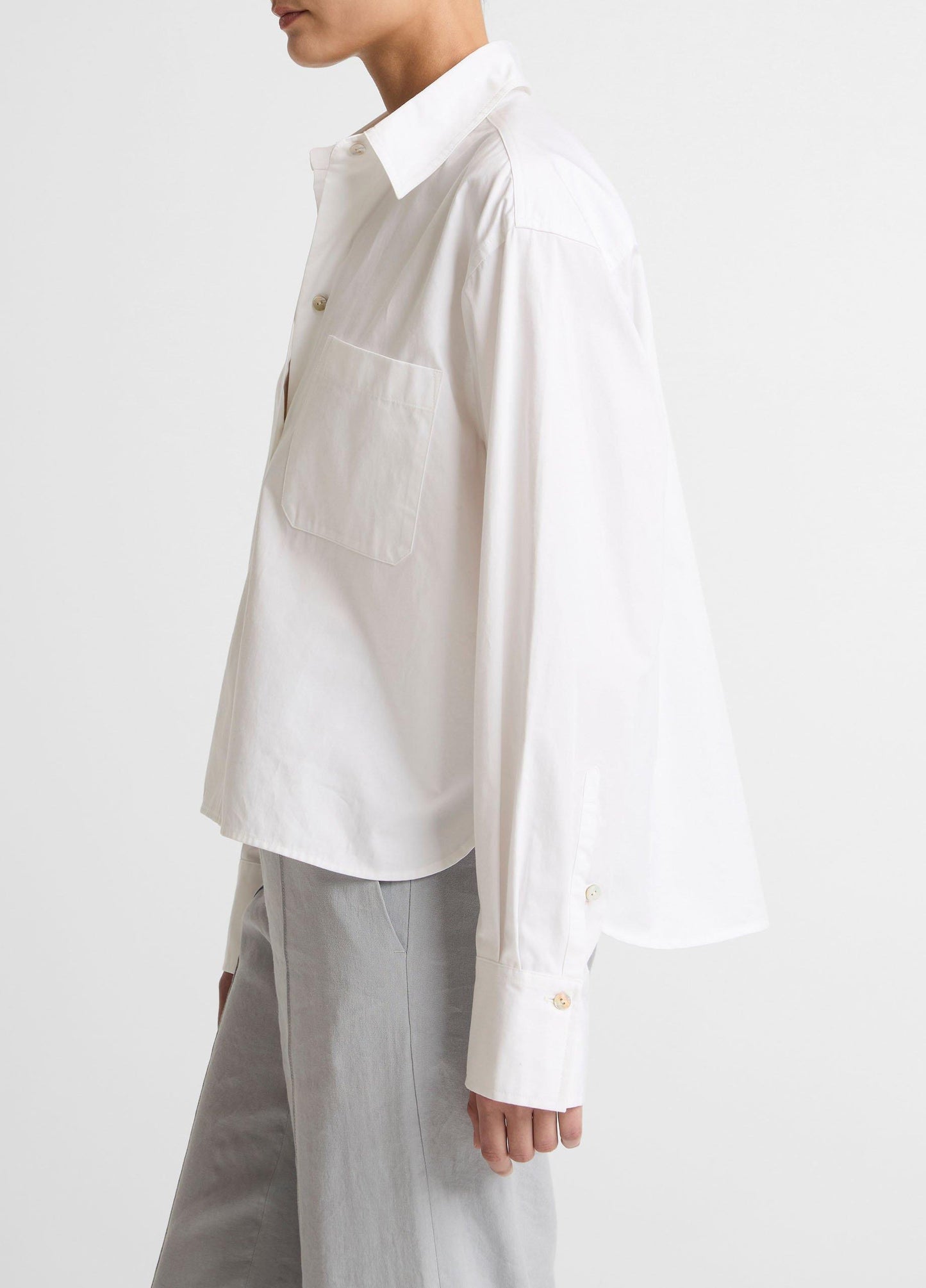 Vince Cotton Cropped Button-Front Shirt