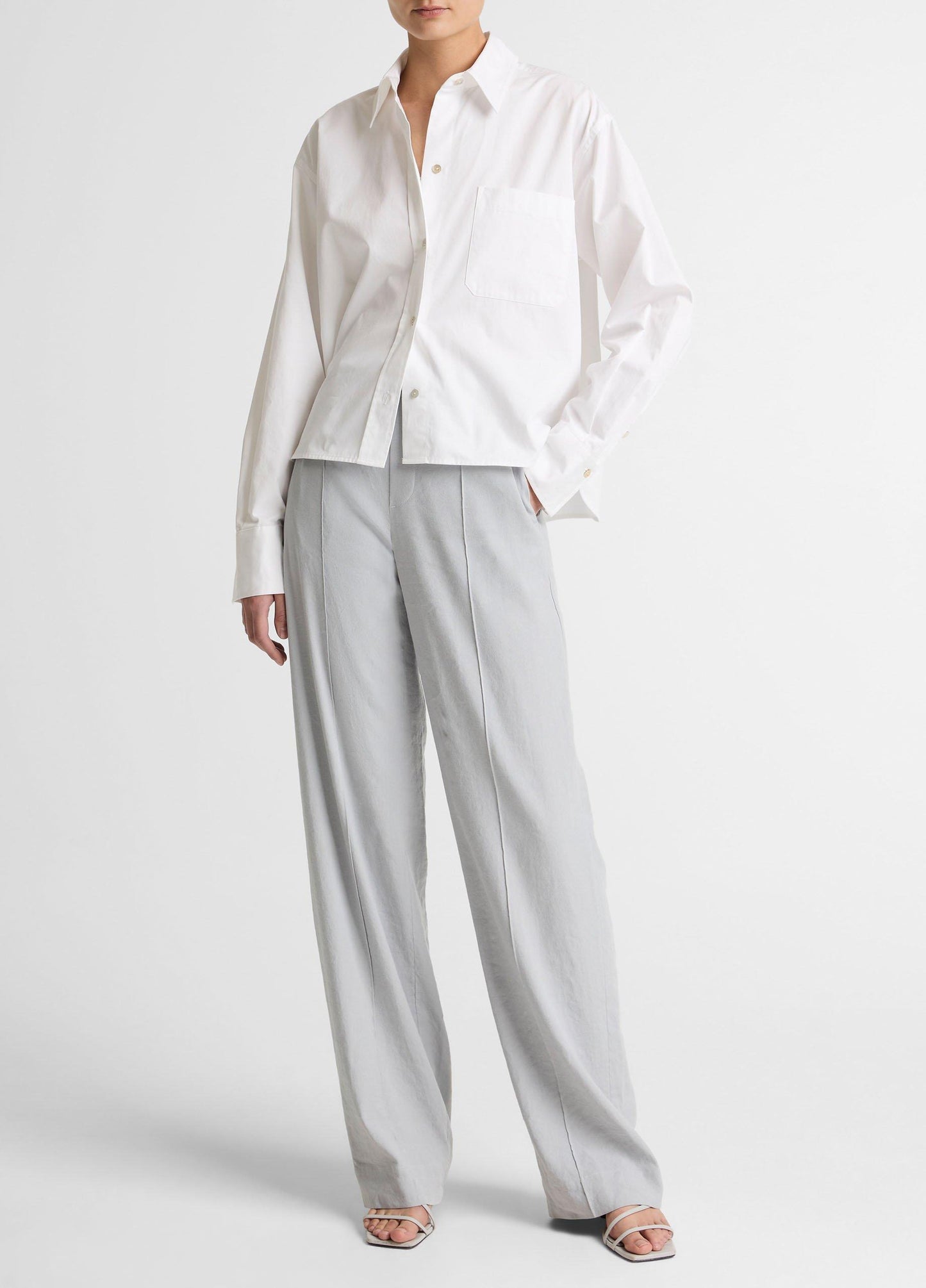 Vince Cotton Cropped Button-Front Shirt