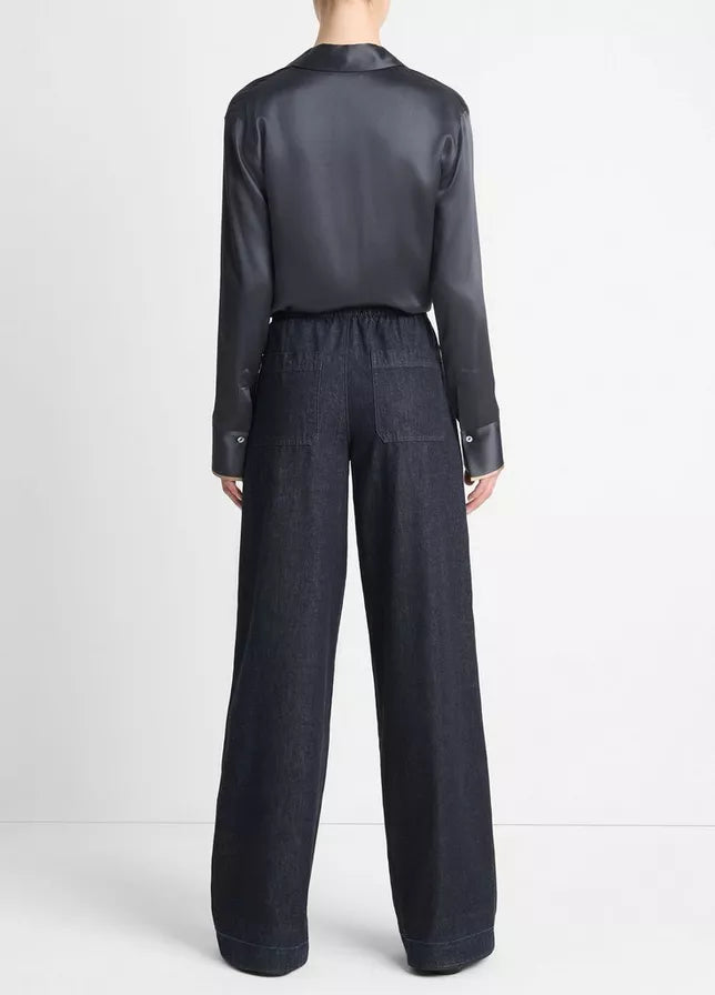 Vince Cotton Low-Rise Wide-Leg Pant
