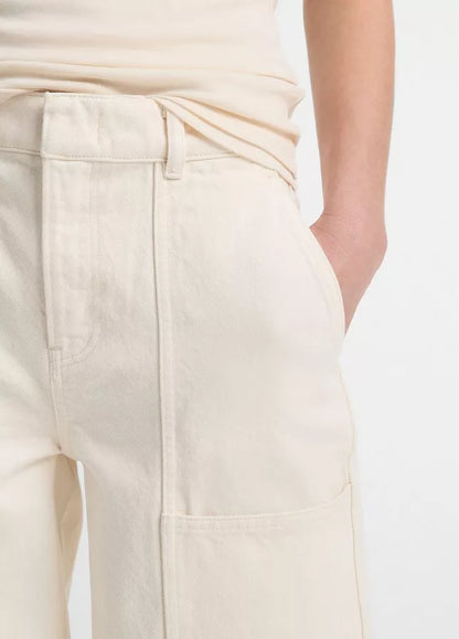 Vince Cotton Mid-Rise Utility Wide Crop Pant
