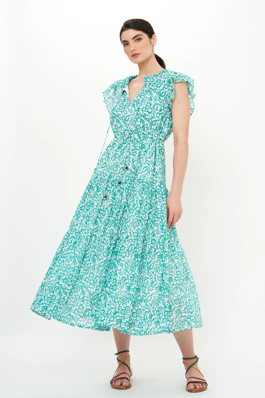 Oliphant Cinched Flirty Midi Dress