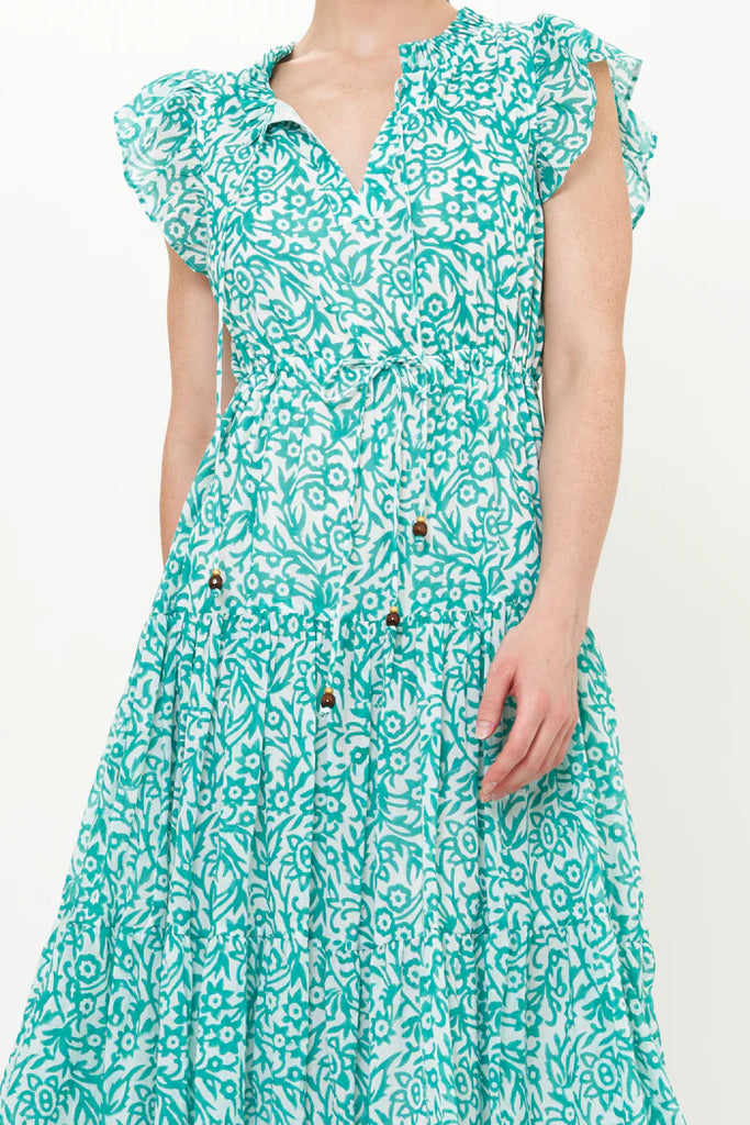 Oliphant Cinched Flirty Midi Dress