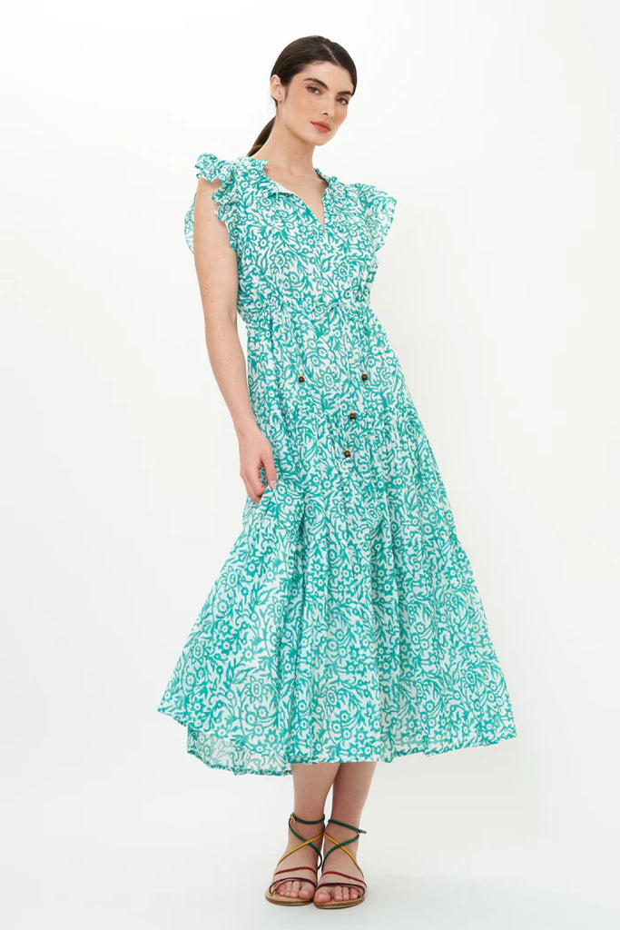 Oliphant Cinched Flirty Midi Dress