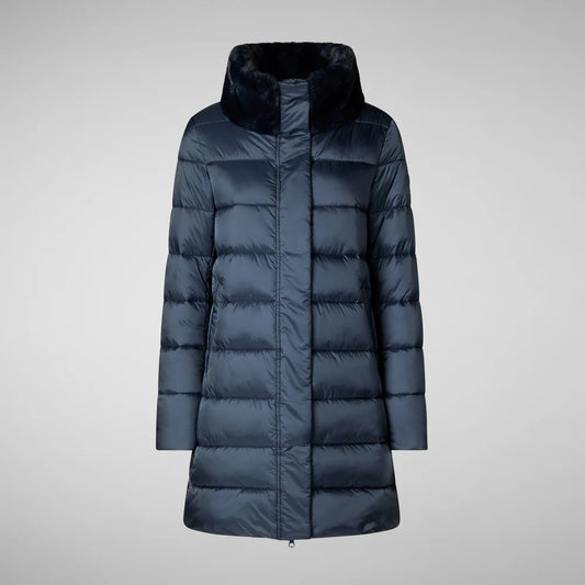 Save The Duck Women's Animal free Puffer Coat Dalea with Faux Fur Collar