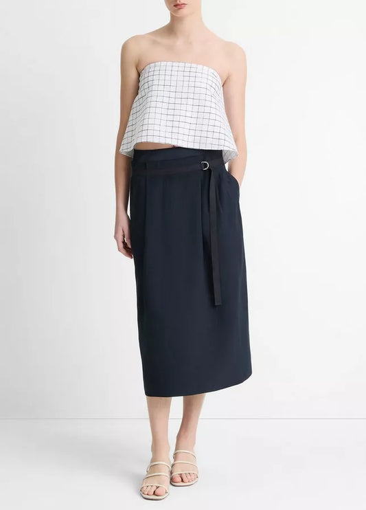 Vince Double-Waistband D-Ring Skirt