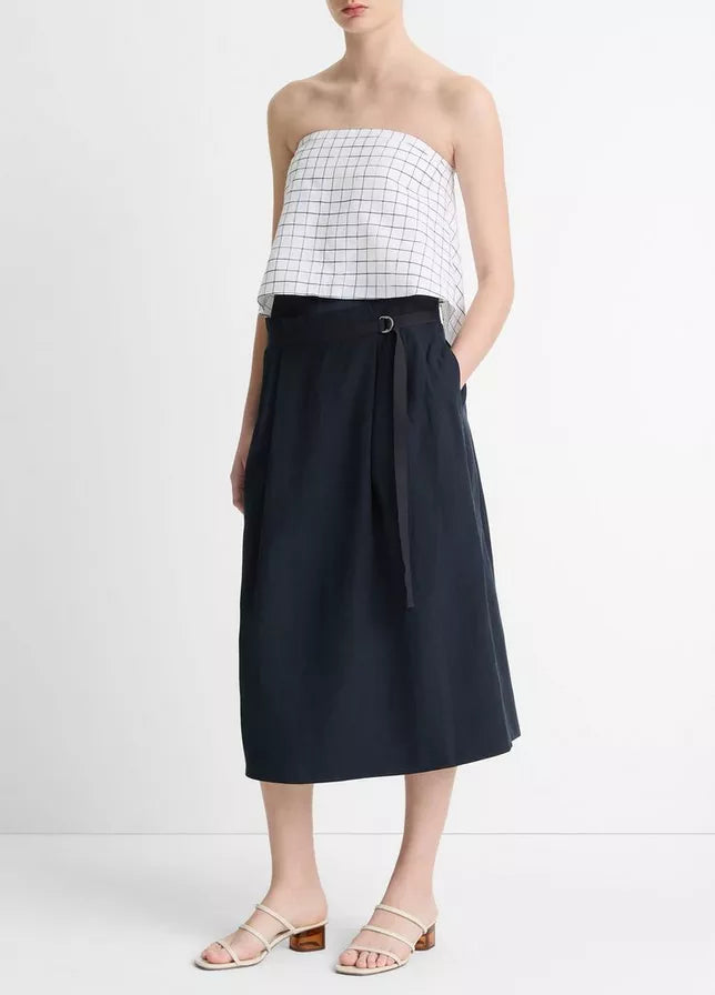 Vince Double-Waistband D-Ring Skirt