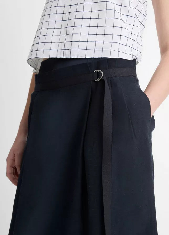 Vince Double-Waistband D-Ring Skirt