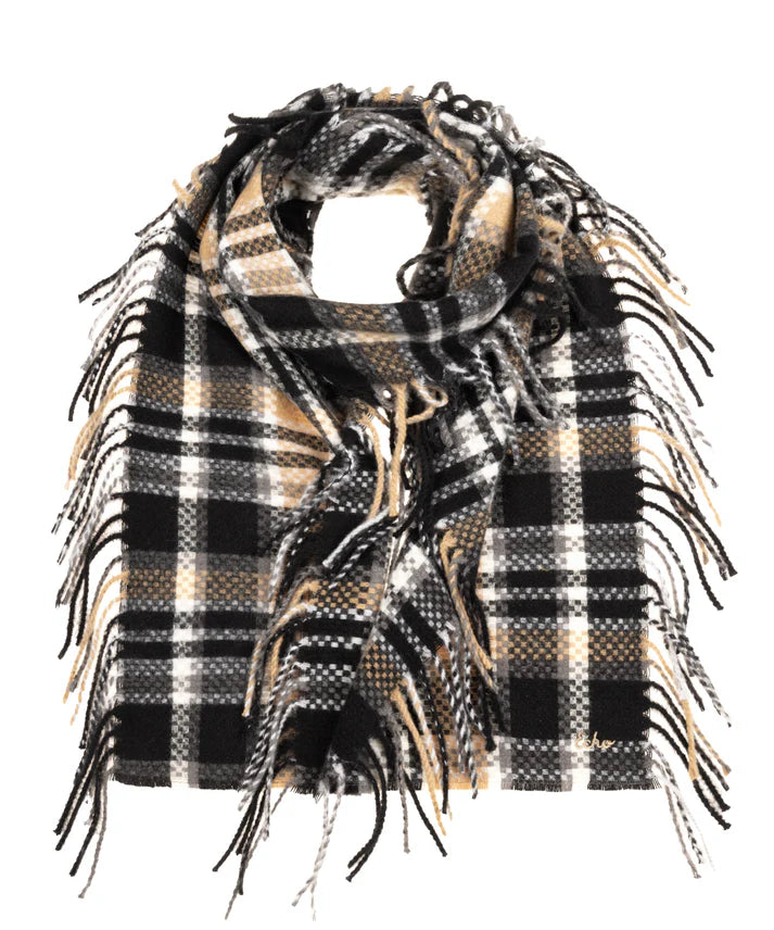 Echo Vintage Plaid Side Fringe Scarf