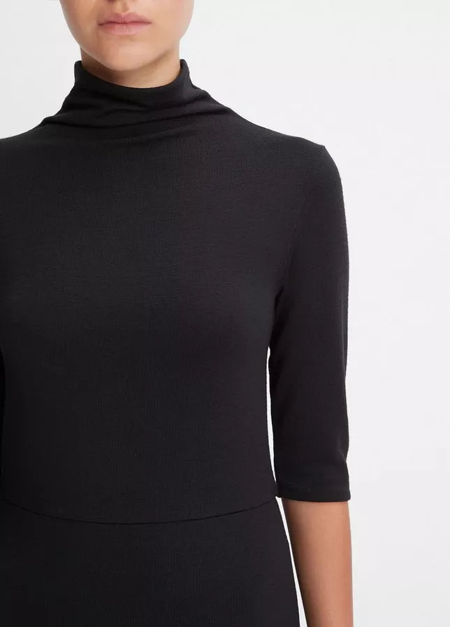 Vince Elbow-Sleeve Turtleneck Dress