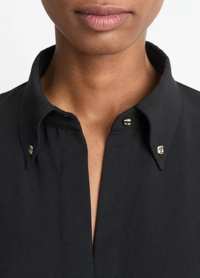 Vince Embellished Point-Collar Crepe Shirt