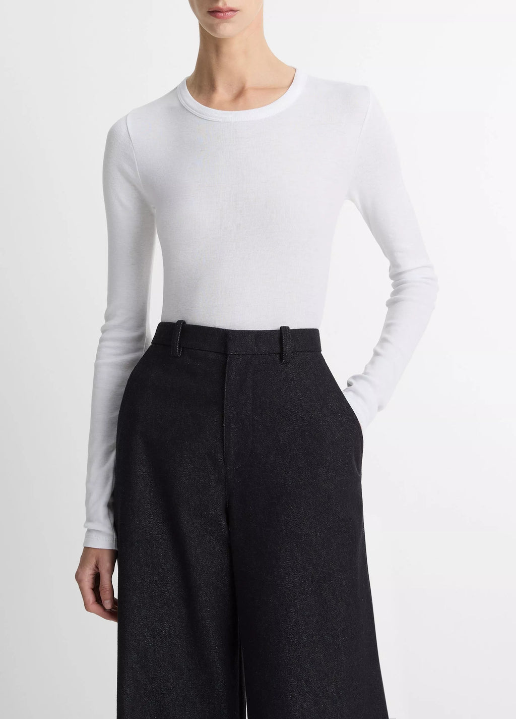 Vince Essential Pima Cotton-Blend Long-Sleeve T-Shirt