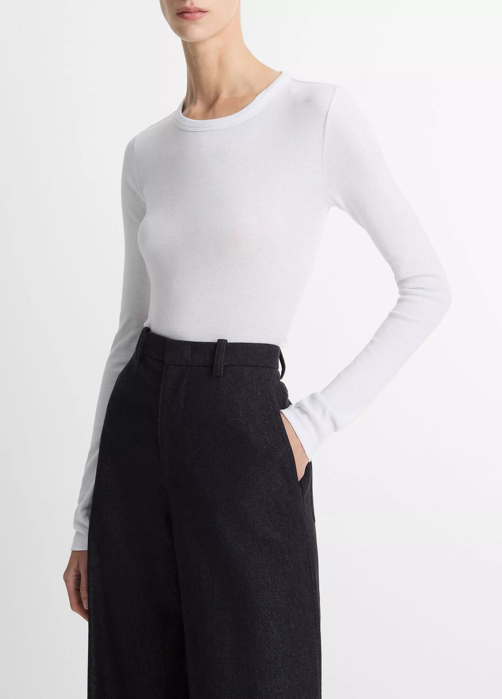 Vince Essential Pima Cotton-Blend Long-Sleeve T-Shirt