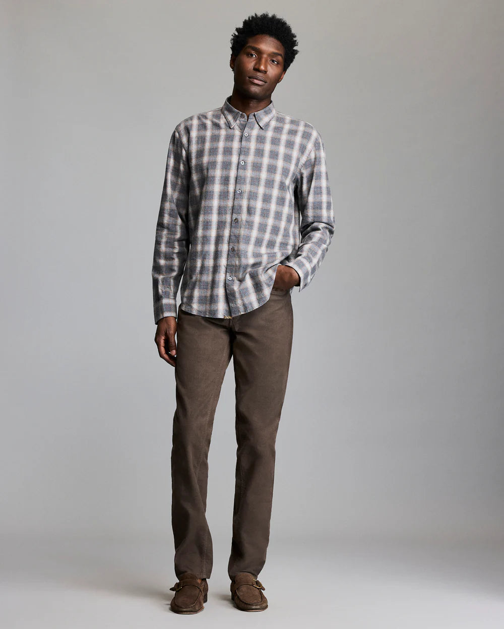 Billy Reid Melange Grid Plaid Wilson Shirt
