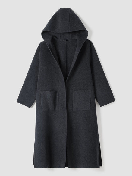 Eileen Fisher Doubleface Wool Cloud Hooded Coat - Puritan Cape Cod