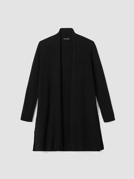 Eileen Fisher Merino High Collar Cardigan in Regenerative Wool