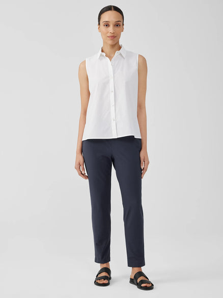Eileen Fisher washable stretch crepe slim ankle pants - black