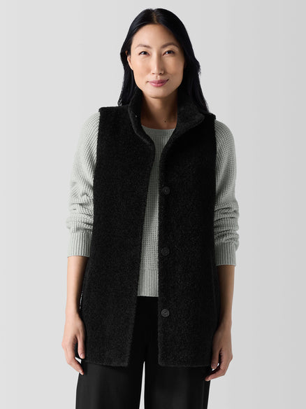 Eileen Fisher Fine Wool Alpaca Stand Collar Vest