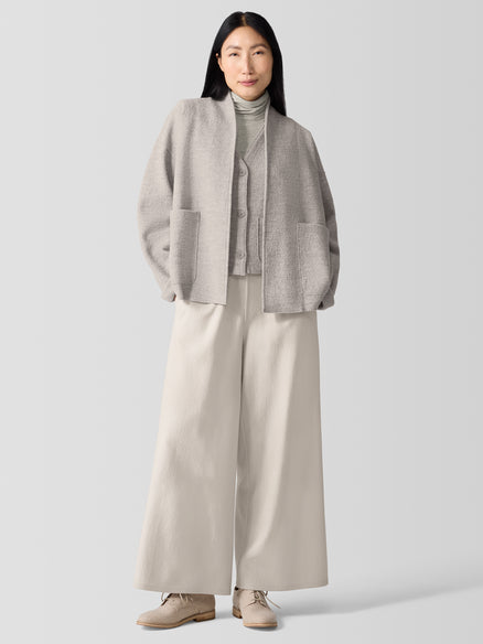 Eileen Fisher Lightweight Boiled Wool High Collar Jacket in Regenerative Wool