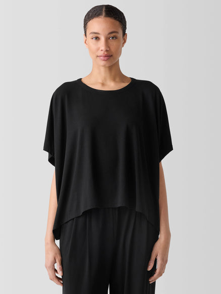 Eileen Fisher Fine Jersey Crew Neck Box-Top