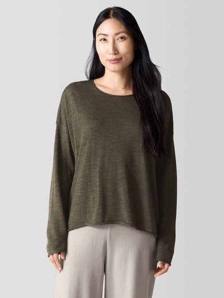 Eileen Fisher Fine Merino Box-Top in Regenerative Wool